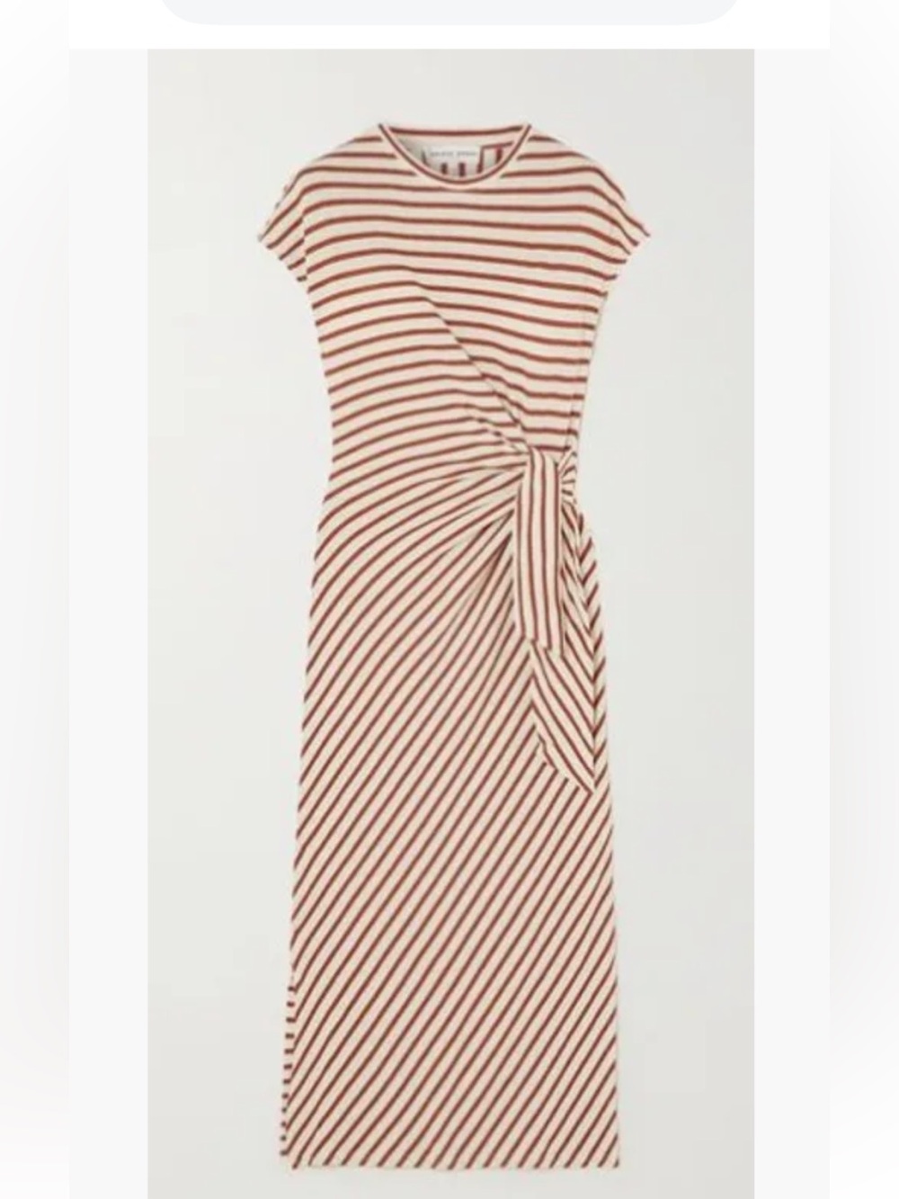 Apiece Apart Vanina Striped Tie-Waist Cotton Knit Maxi Dress in Cream and Rust